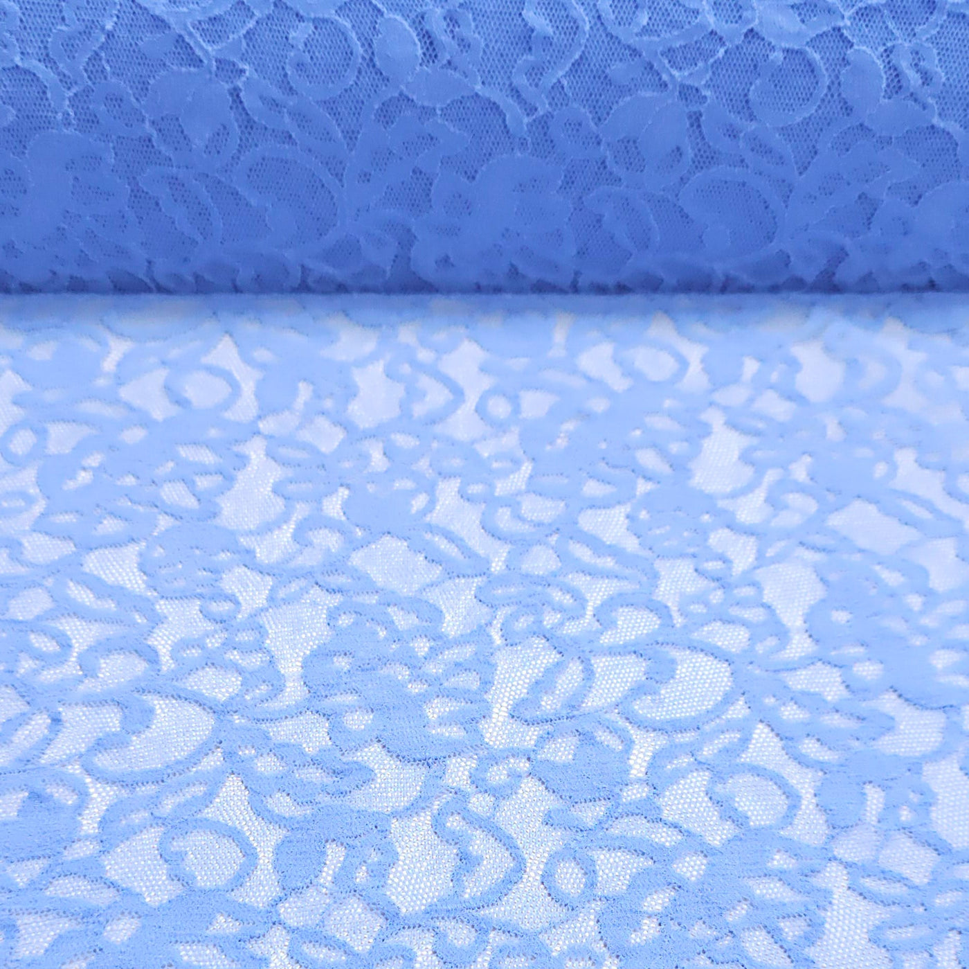 Nylon Stretch Lace | Extra Wide | Made in France | Blue | 120 cm | END OF ROLL