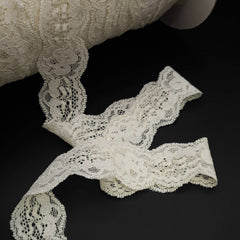 Stretch Floral Lace Ribbon | Ivory | 35 mm - 1 3/8''