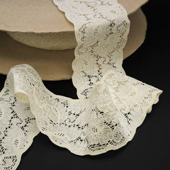 Stretch Floral Lace Trim | Ivory | 55 mm - 2 1/4''