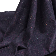 Wool-Blend Windowpane Tweed | Black with Multicolour Speckles