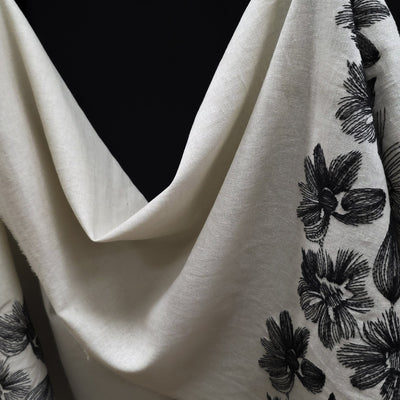 Embroidered Linen | Black Flowers