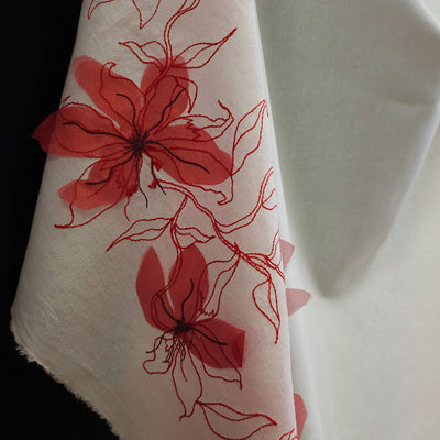 Embroidered Cotton with Floral Appliqué 
