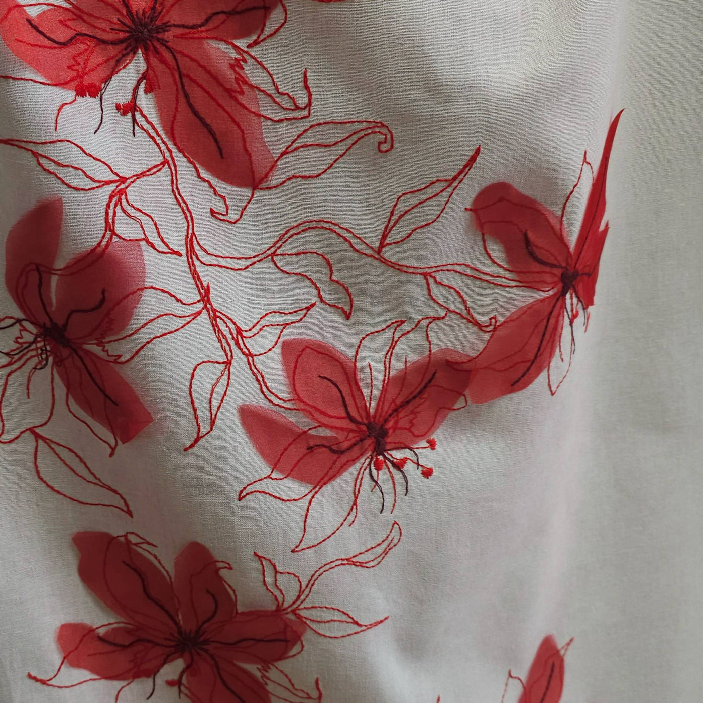 Embroidered Cotton with Floral Appliqué 