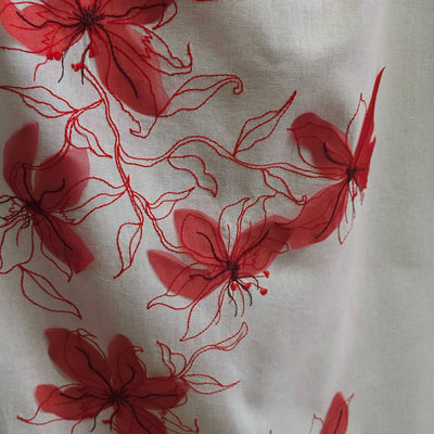 Embroidered Cotton with Floral Appliqué 