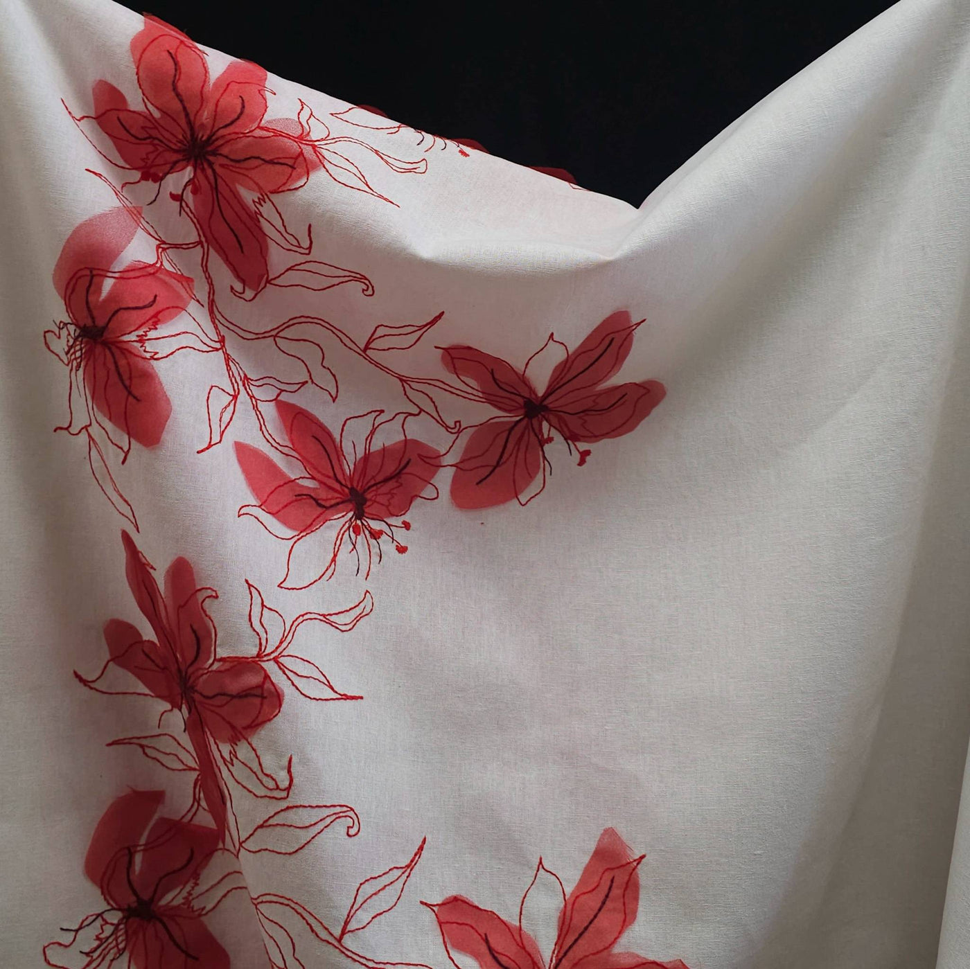 Embroidered Cotton with Floral Appliqué 