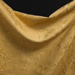 100% Linen Embroidered Floral Fabric | Golden Mustard