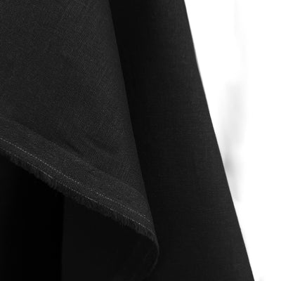 Stretch Rayon Linen Blend | Black | 115 cm | END OF ROLL