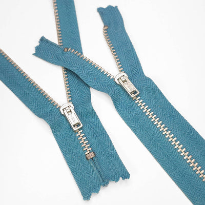 YKK | Semi-Automatic Lock | Closed End Zipper | Metal | Steel Blue | #3 | 5 3/4'' - 14.5 cm