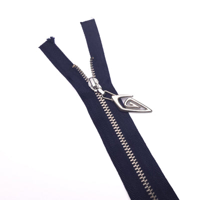 Open End Zipper | Nickel | Navy | 21" - 53 cm