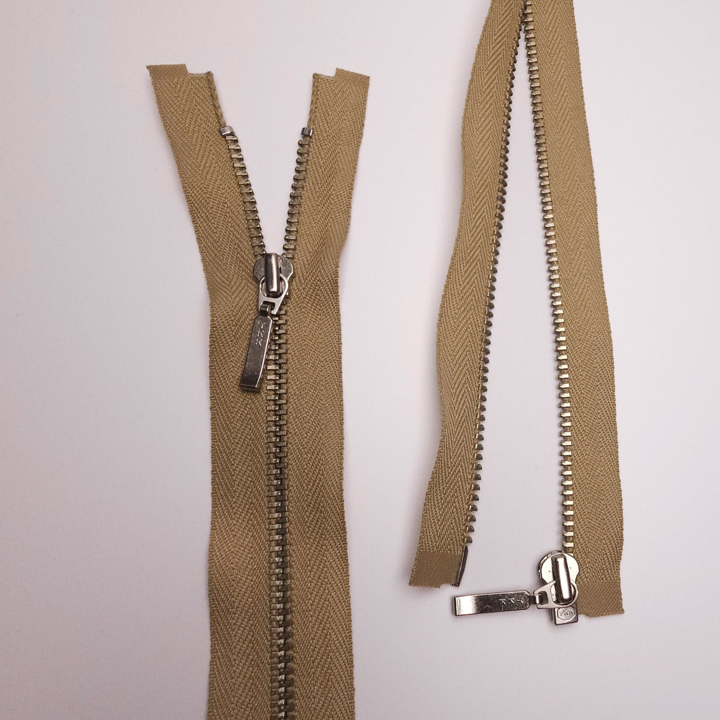 Open End Zipper | Nickel | Beige | 21" - 53 cm