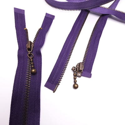 Open End Zipper | Nickel | Purple | 22" - 55 cm