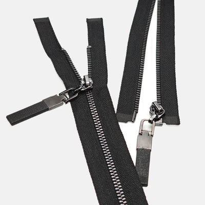 Open End Zipper | Nickel | Black | 23" - 59 cm