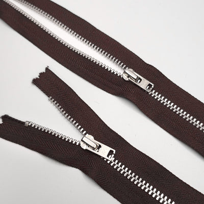 YKK Closed End Zipper | Nickel | #5 | 8'' - 20cm | Brown