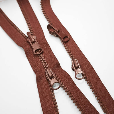 2 Ways Reversible Open-End Zipper | Molded Plastic | Brown | #5 | 19 3/4'' - 50 cm