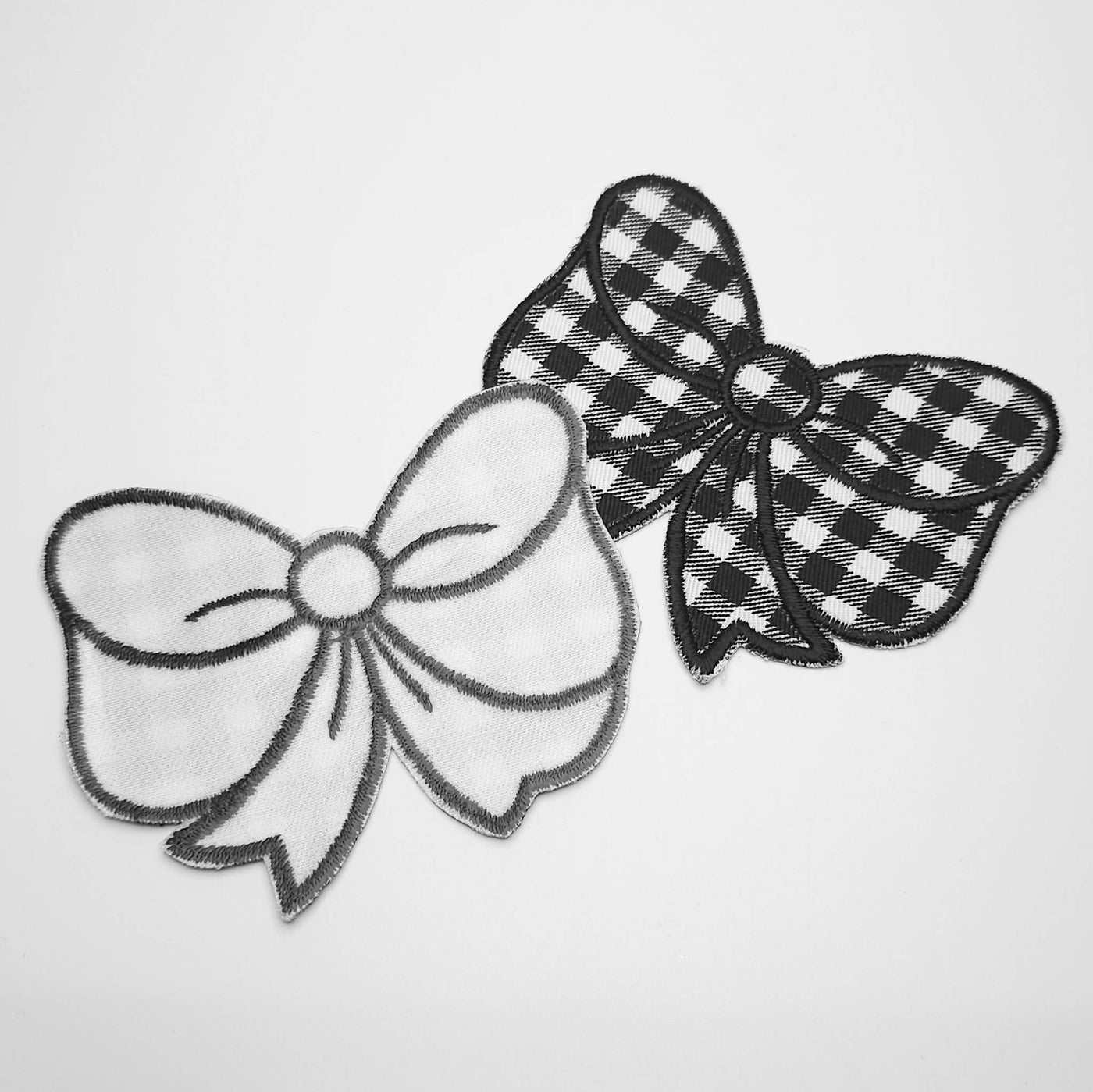 Iron-On Patch | Bow | Black & White Gingham