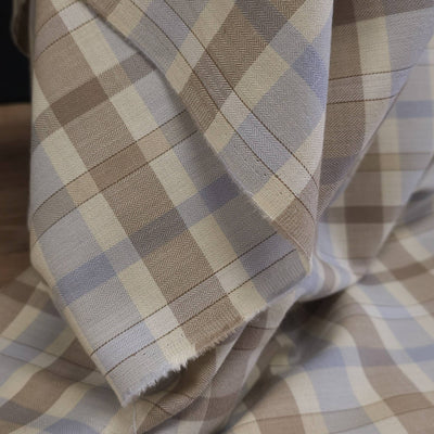Lightweight Silk Wool Plaid Twill | Sand & Sky Herringbone Check