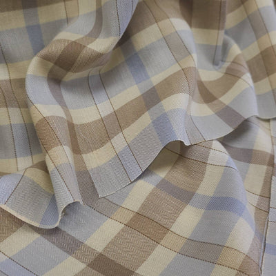 Lightweight Silk Wool Plaid Twill | Sand & Sky Herringbone Check