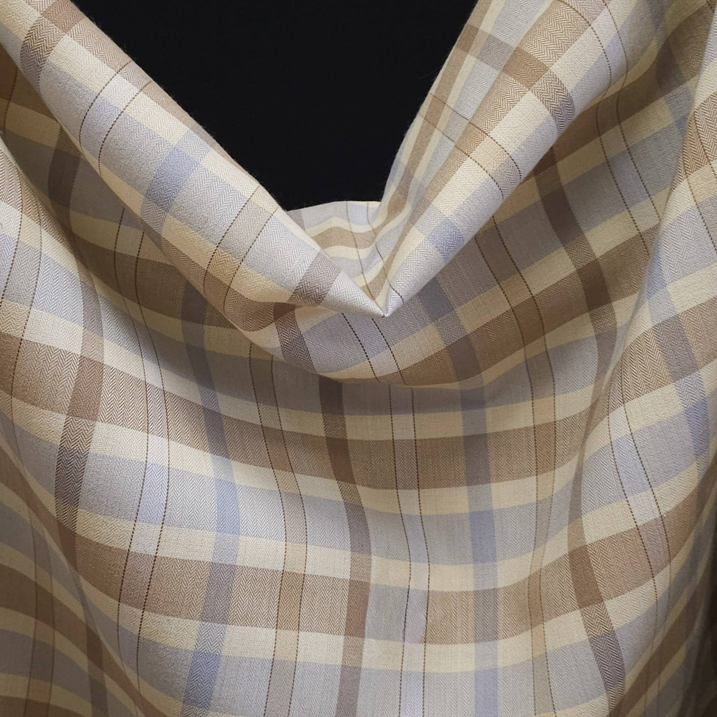 Lightweight Silk Wool Plaid Twill | Sand & Sky Herringbone Check
