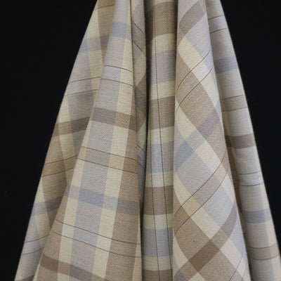 Lightweight Silk Wool Plaid Twill | Sand & Sky Herringbone Check