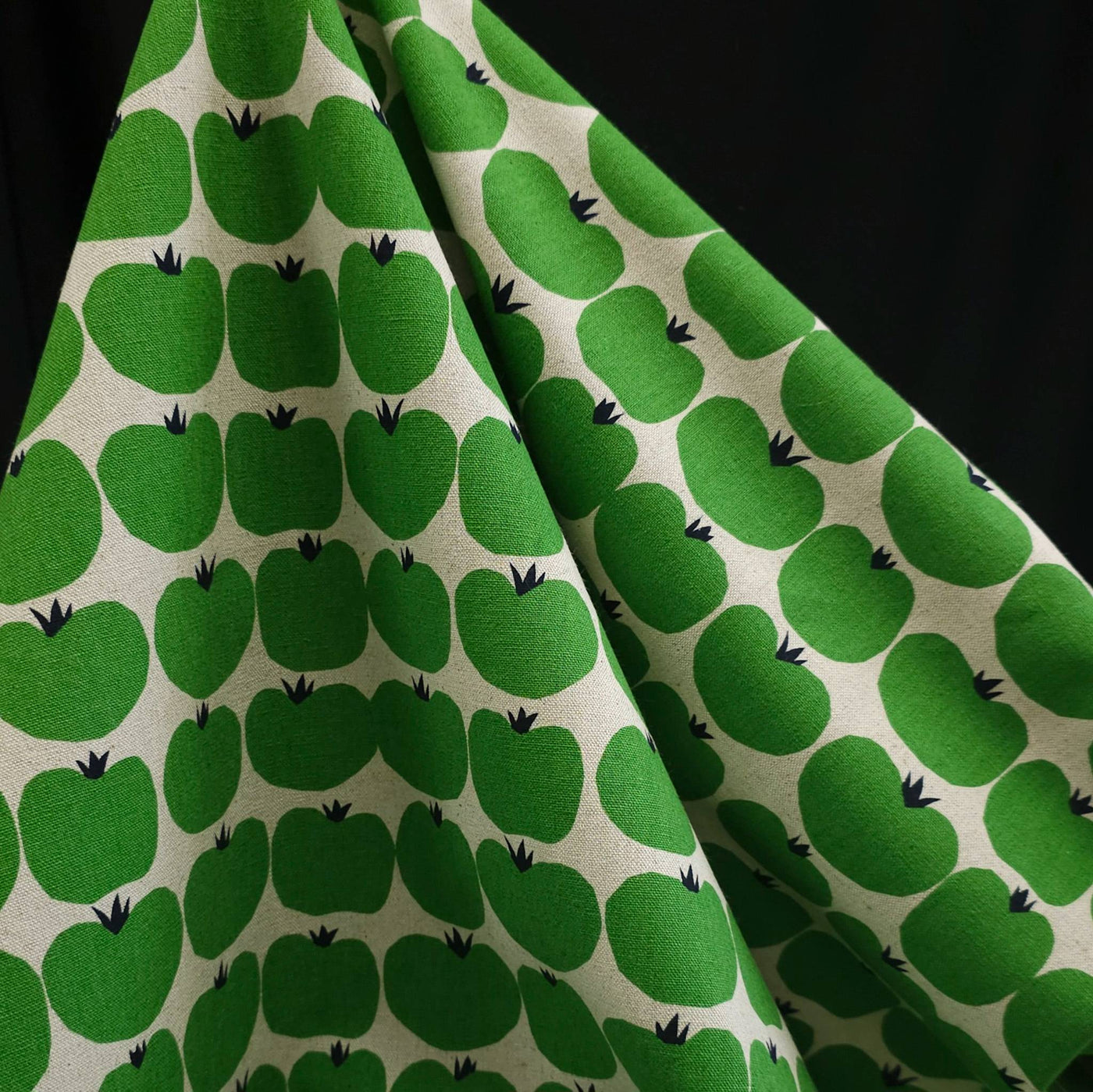 Cotton Flax Print Canvas | Tomatoes | By Robert Kaufman | Green