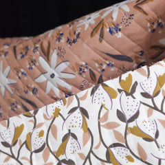 Reversible Quilted Cotton | Rose Garden & Ivory Floral | Blush