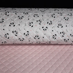 Reversible Quilted Cotton | Panda & Blush Triangle | Soft Pink