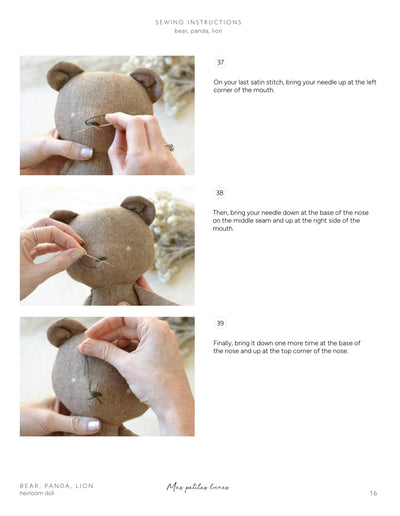PDF Sewing Pattern | Bear, Lion, Panda Stuffed Animal | Mes Petites Lunes