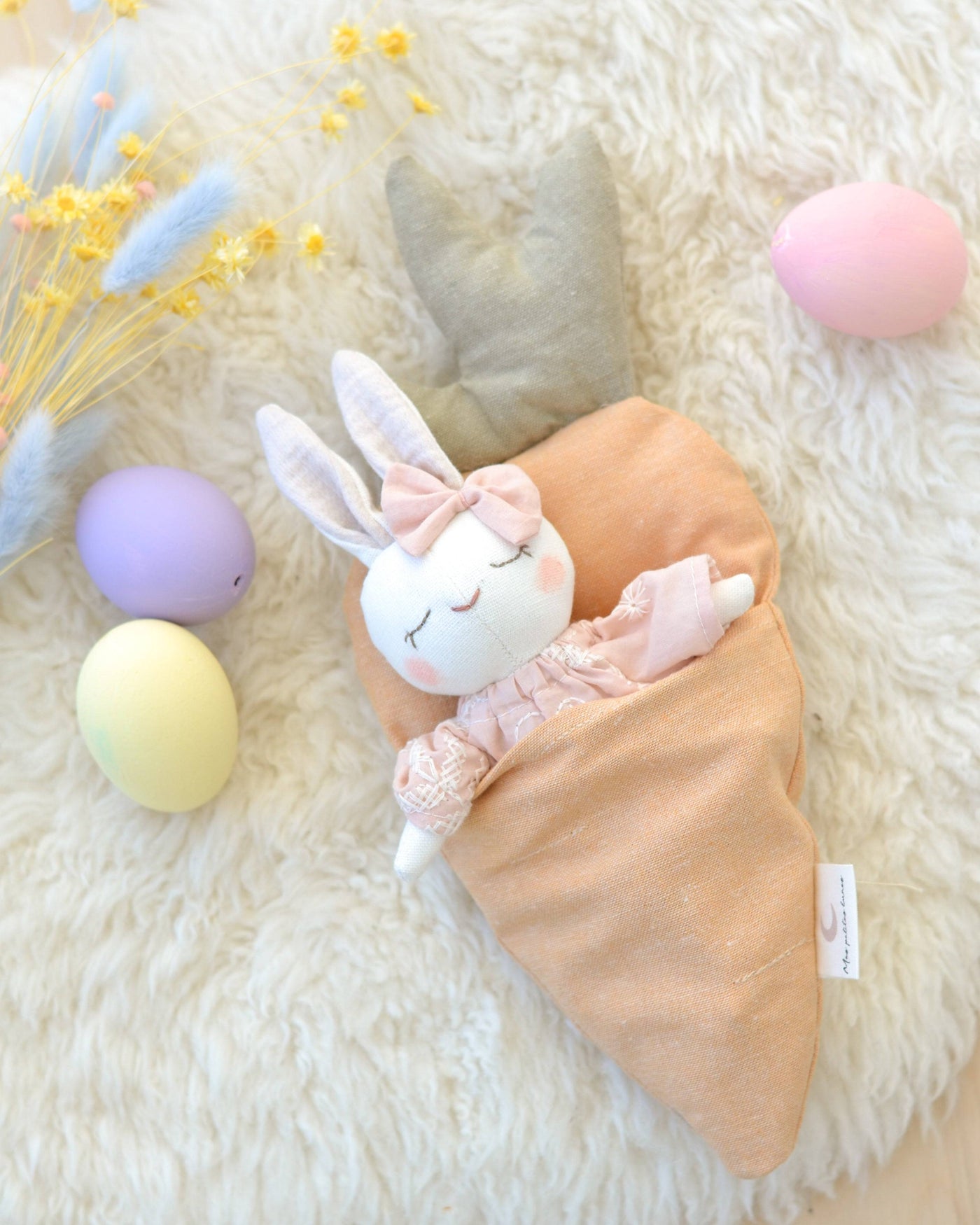 PDF Sewing Pattern | Bunny Stuffed Animal + Carrot Bed | Mes Petites Lunes 