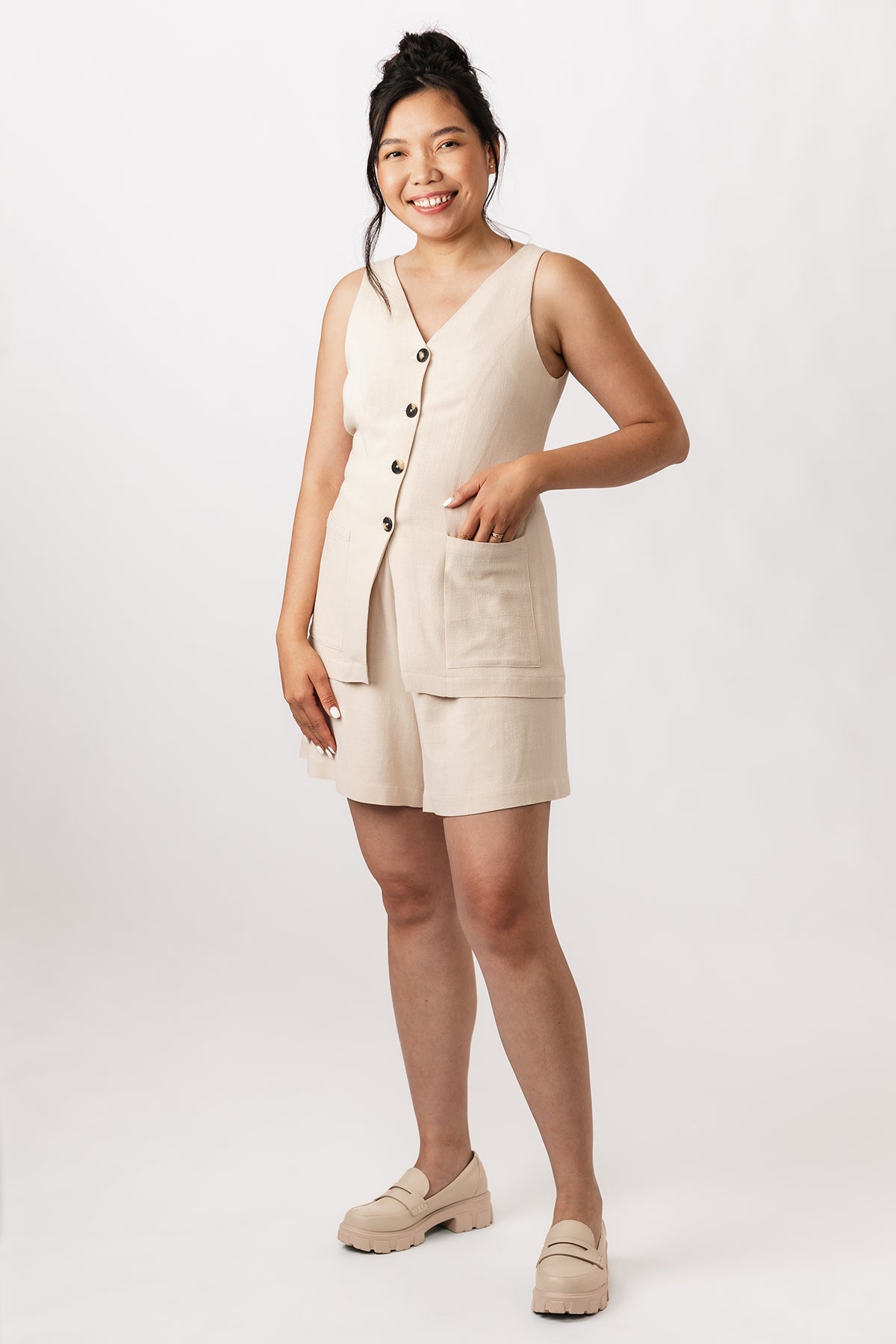 Asteri button down dress & vest