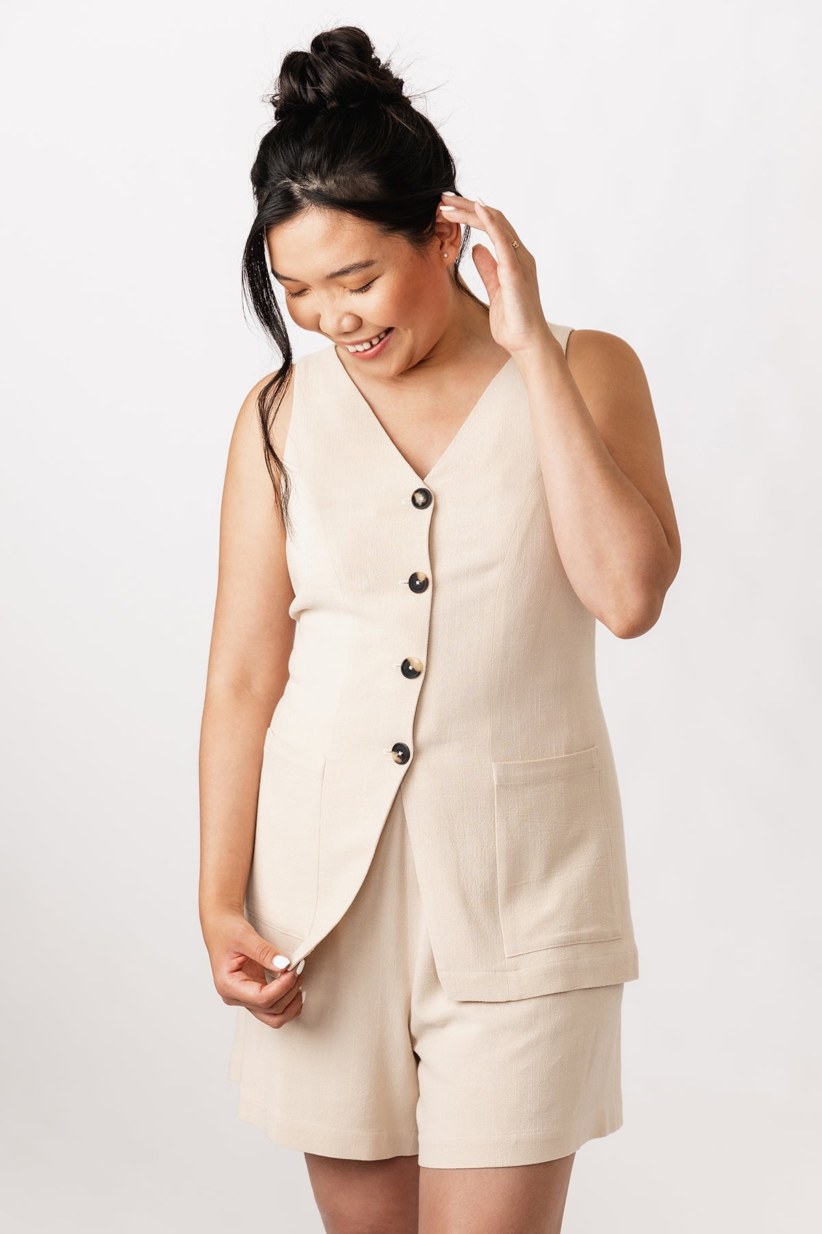 Asteri button down dress & vest