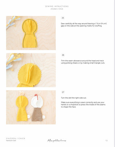 PDF Sewing Pattern | Chick / Chicken doll | Mes Petites Lunes