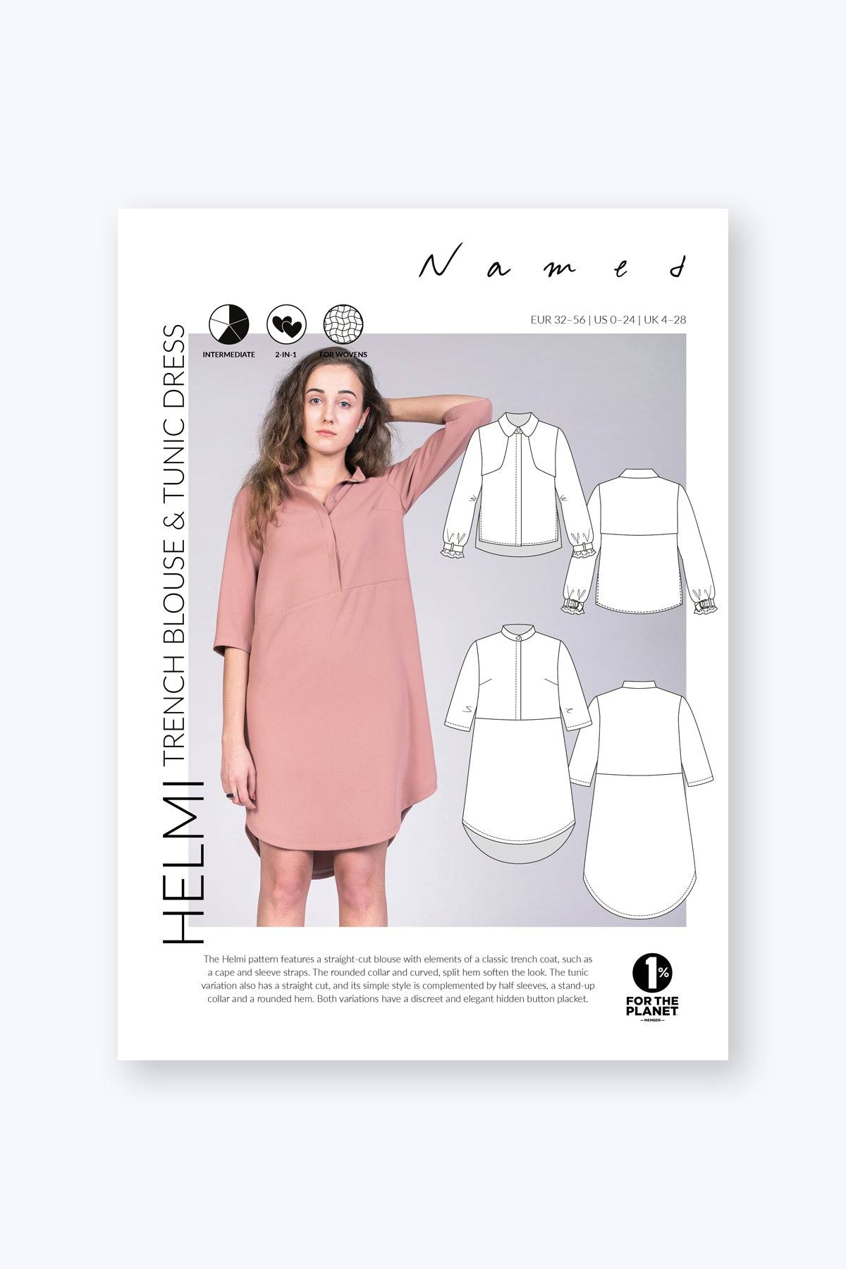 PDF Sewing Pattern | Helmi Trench Blouse & Tunic Dress | Named Clothing 