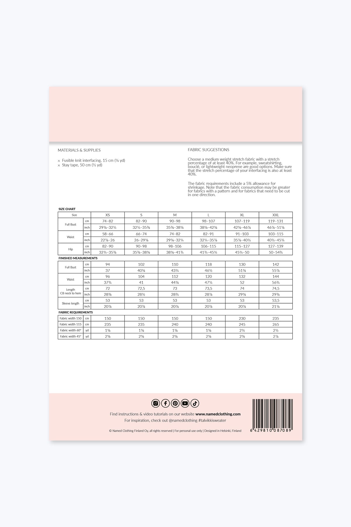 PDF Pattern | Talvikki Sweater | Named Clothing