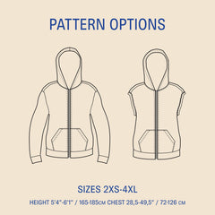 PDF Sewing Pattern | Zipper Hoodie | Unisex | Wardrobe by Me