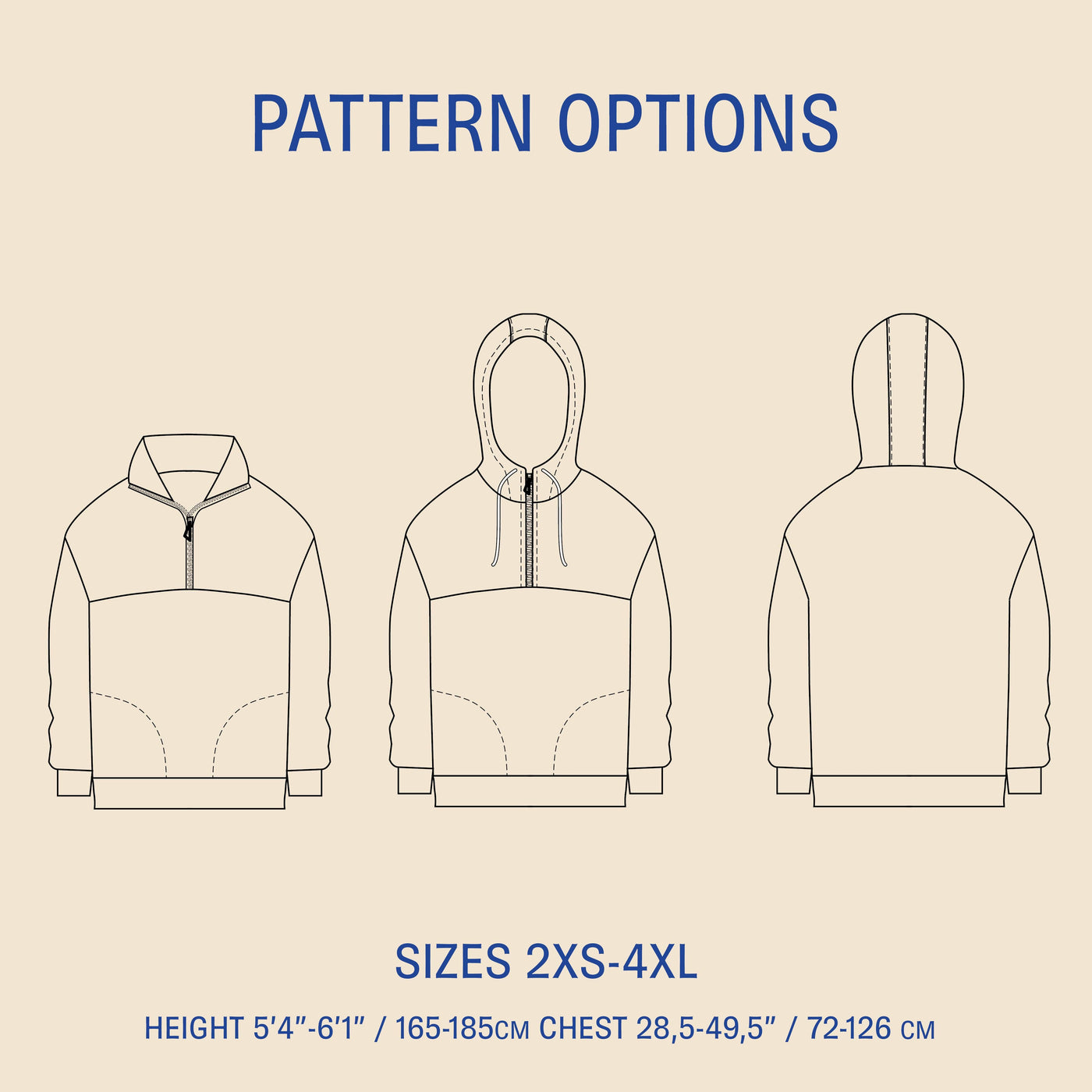 PDF Sewing Pattern | Zip Up Sweater | Unisex | Wardrobe by Me