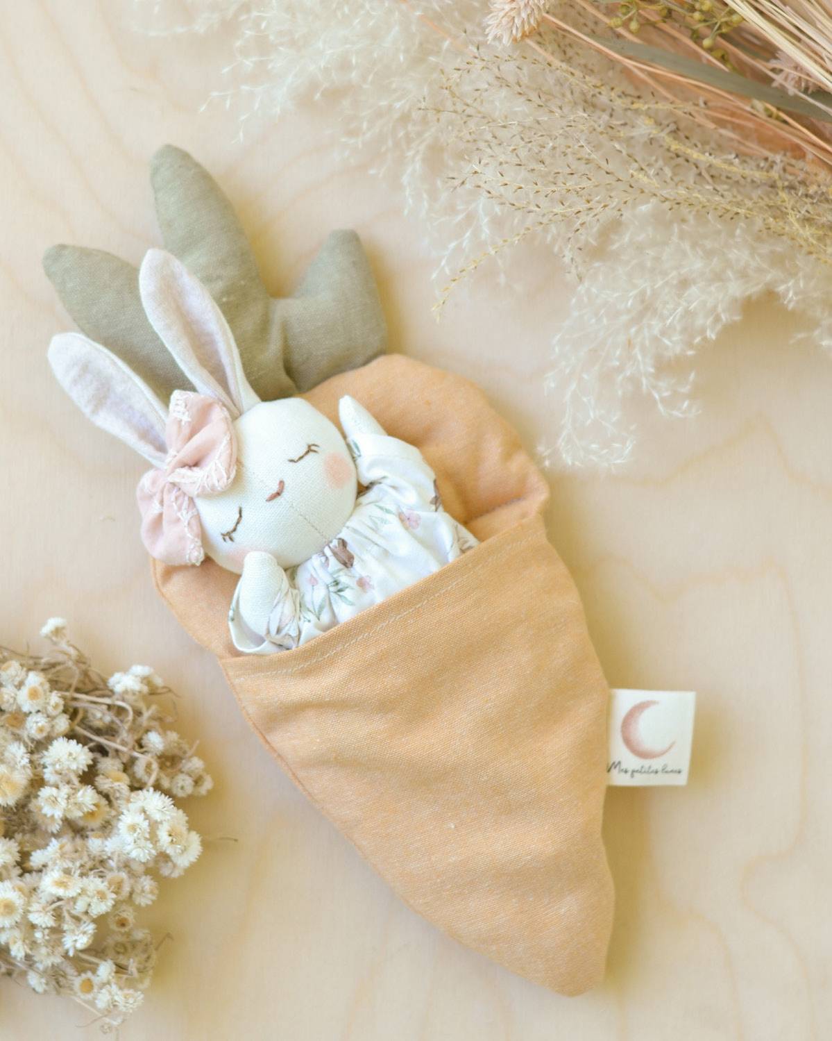 PDF Sewing Pattern | Bunny Stuffed Animal + Carrot Bed | Mes Petites Lunes 