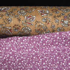 Reversible Quilted Cotton | Camel Floral & Violet Meadow Print