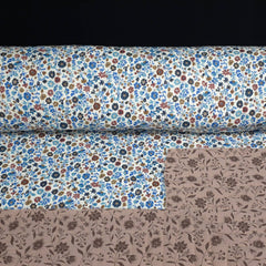 Reversible Quilted Double Gauze | Blue Floral & Mocha