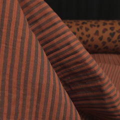 Reversible Quilted Double Gauze | Leopard & Stripe | Toffee