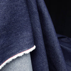 Japanese-Style Denim Fabric | Deep Indigo with Redline Look