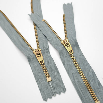 YKK | Semi-Automatic Lock | Closed End Zipper | Metal | #4.5 | Gray | 4 3/4'' - 12 cm