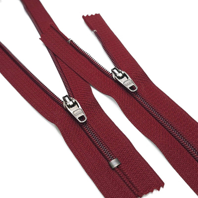YKK | Semi-Automatic Lock | Closed End Zipper | Nylon Coil | Maroon Red | #4 | 6 3/4'' - 17 cm