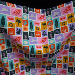 4-Way Stretch Swim Fabric | Summer Postcards | Multicolor | Les Tissées Exclusive