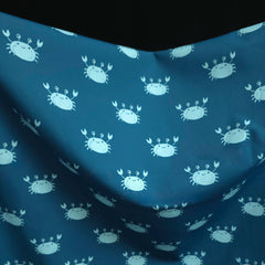 4-Way Stretch Swim Fabric | Happy Crabs | Teal & Light Blue | Les Tissées Exclusive