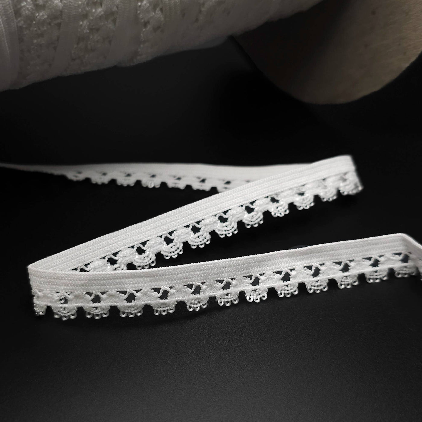 Picot Edge Elastic | White | 12 mm - 1/16"