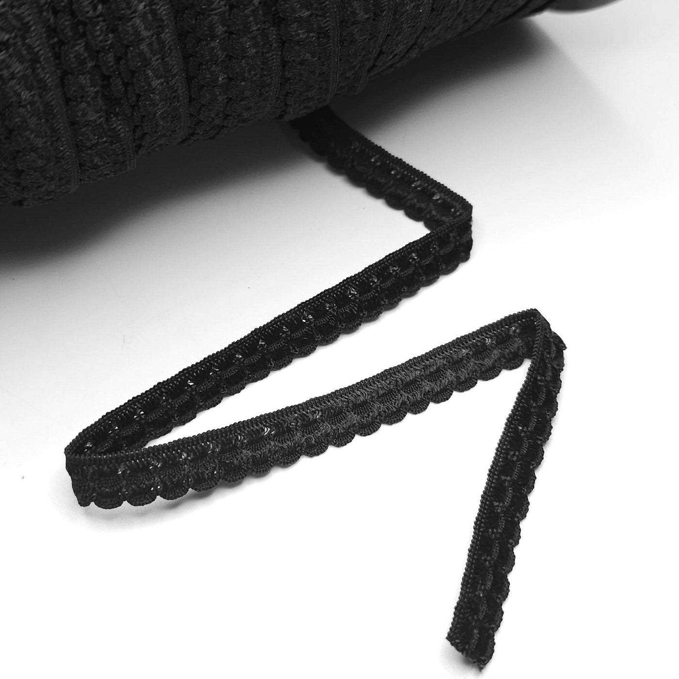 Picot Edge Elastic | Black | 10 mm - 3/8"