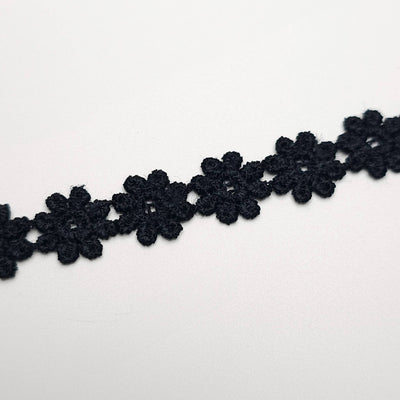 Decorative Trim Ribbon | Flowers | Black | 11 mm