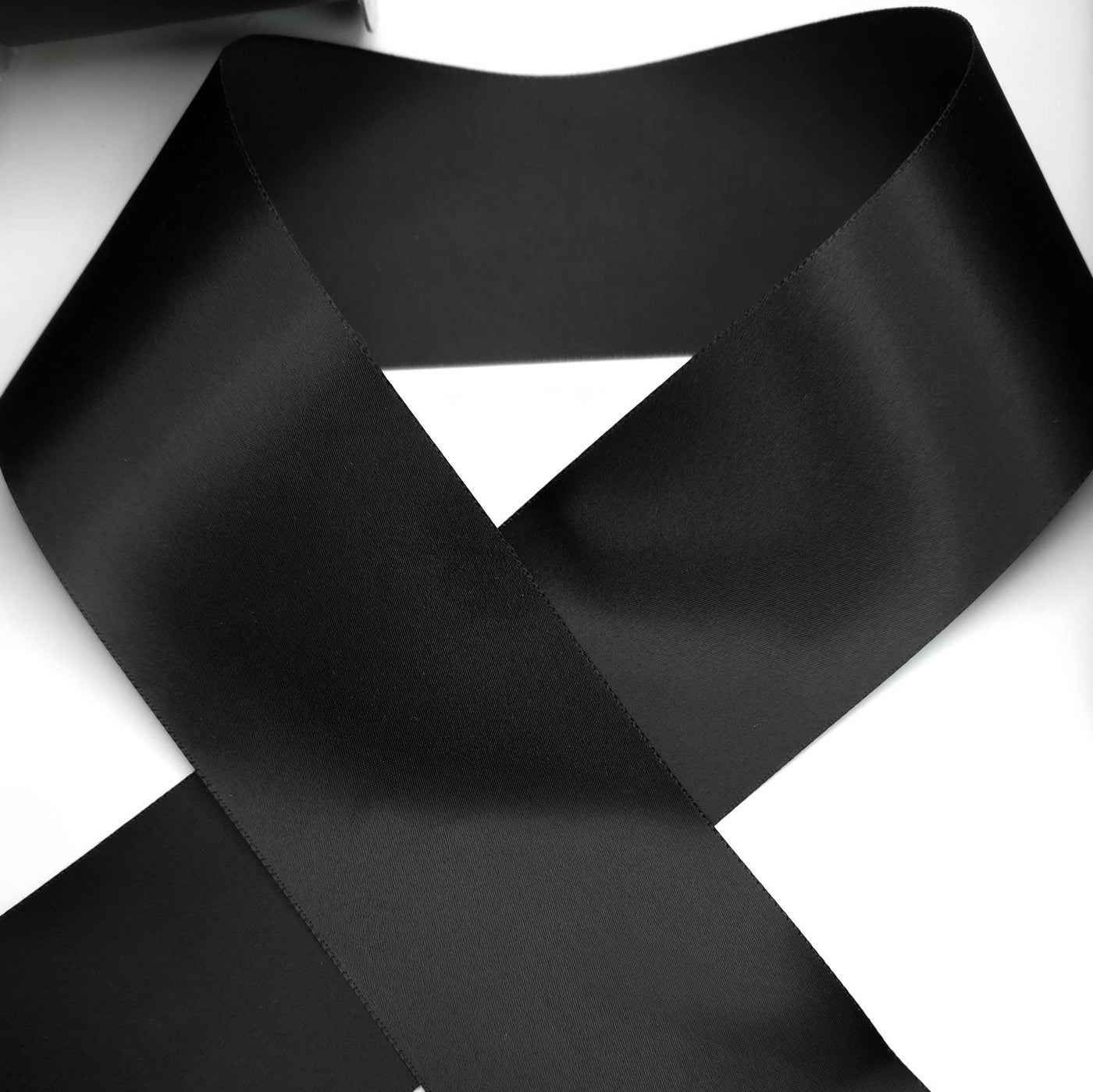Black Wide Satin Ribbon 75 mm | 3 Inch Ribbon | Les Tissées