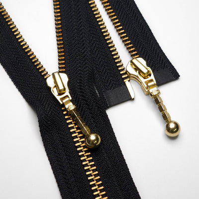 YKK | Open End Zipper | Metal | #5 | Black - Gold Teeth