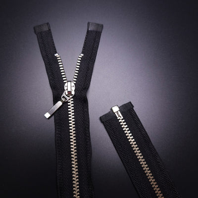 Open End Zipper | Nickel | Black | 17.5" - 44.5 cm